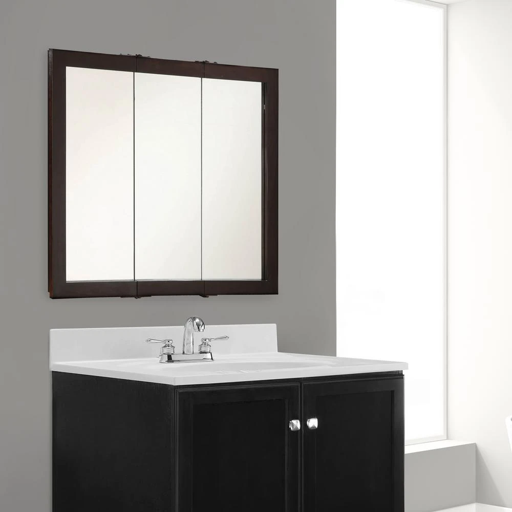 Ventura 36 In. W X 30 In. H X 6 In. D Framed Tri-View Surface-Mount Bathroom Medicine Cabinet In Espresso 5 Ventura 36 In. W X 30 In. H X 6 In. D Framed Tri-View Surface-Mount Bathroom Medicine Cabinet In Espresso - Image 3