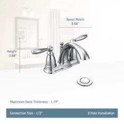 Moen Brantford Brushed Nickel 2-handle 4-in Centerset WaterSense Bathroom Sink Faucet With Drain -Pro House Shop 026508162057 09103570 1800x1800
