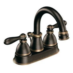 Moen Caldwell Mediterranean Bronze 2-Handle 4-in Centerset WaterSense Bathroom Sink Faucet With Drain