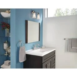 Moen Oxby Spot Resist Brushed Nickel 2-handle 4-in Centerset WaterSense Bathroom Sink Faucet With Drain -Pro House Shop 026508262924 05103529 1800x1800