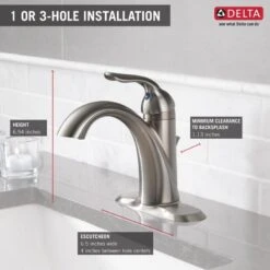 Delta Lahara Stainless 1-handle Single Hole/4-in Centerset WaterSense Bathroom Sink Faucet With Drain -Pro House Shop 034449594615 05430089 1800x1800