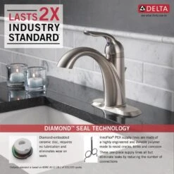 Delta Lahara Stainless 1-handle Single Hole/4-in Centerset WaterSense Bathroom Sink Faucet With Drain -Pro House Shop 034449594615 05430090 1800x1800