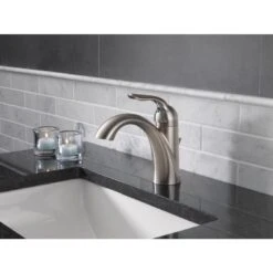 Delta Lahara Stainless 1-handle Single Hole/4-in Centerset WaterSense Bathroom Sink Faucet With Drain -Pro House Shop 034449594615 09886231 1800x1800