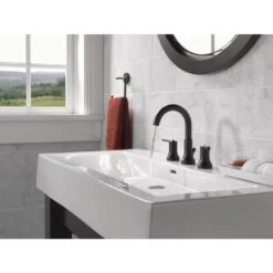 Delta Trinsic Matte Black 2-handle Widespread WaterSense Bathroom Sink Faucet With Drain