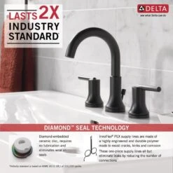 Delta Trinsic Matte Black 2-handle Widespread WaterSense Bathroom Sink Faucet With Drain -Pro House Shop 034449839440 09885914 1800x1800