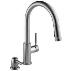 DeWALT Delta Trask With Tempsense Stainless 1-Handle Deck Mount Pull-Down Handle/Lever Residential Kitchen Faucet (Deck Plate Included)