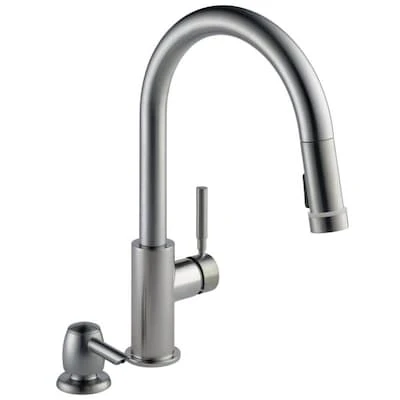 DeWALT Delta Trask With Tempsense Stainless 1-Handle Deck Mount Pull-Down Handle/Lever Residential Kitchen Faucet (Deck Plate Included) 3 DeWALT Delta Trask With Tempsense Stainless 1-Handle Deck Mount Pull-Down Handle/Lever Residential Kitchen Faucet (Deck Plate Included)