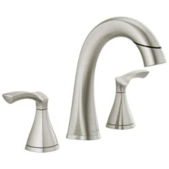 Delta Sandover Spotshield Brushed Nickel 2-handle Widespread WaterSense Bathroom Sink Faucet With Drain -Pro House Shop 034449928960xl 1800x1800