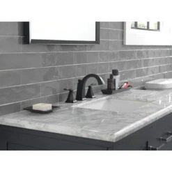 Delta Flynn Matte Black 2-handle Widespread WaterSense Bathroom Sink Faucet With Drain -Pro House Shop 034449932264 16860237 1800x1800
