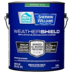 HGTV HOME By Sherwin-Williams Weathershield Extra White Satin Exterior Tintable Paint (Actual Net Contents: 124-fl Oz)