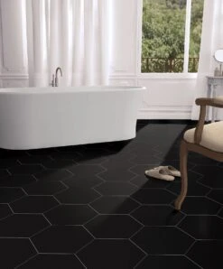 Opal Black Porcelain Tile -Pro House Shop 100888619 vendor0918 opal black hexagon porcelain tile bathroom room 1800x1800