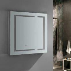 Spazio 30 In. W X 30 In. H Recessed Or Surface Mount Medicine Cabinet With LED Lighting And Mirror Defogger -Pro House Shop 10644dd3e3266a08b03013dd0944f239 1800x1800