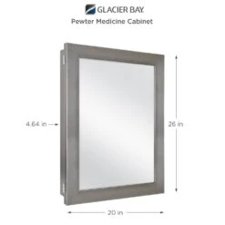 20 In. X 26 In. Recessed Or Surface Mount Framed Medicine Cabinet In Pewter -Pro House Shop 11f972aaffde75fe3b95b7253bca1bae 1800x1800