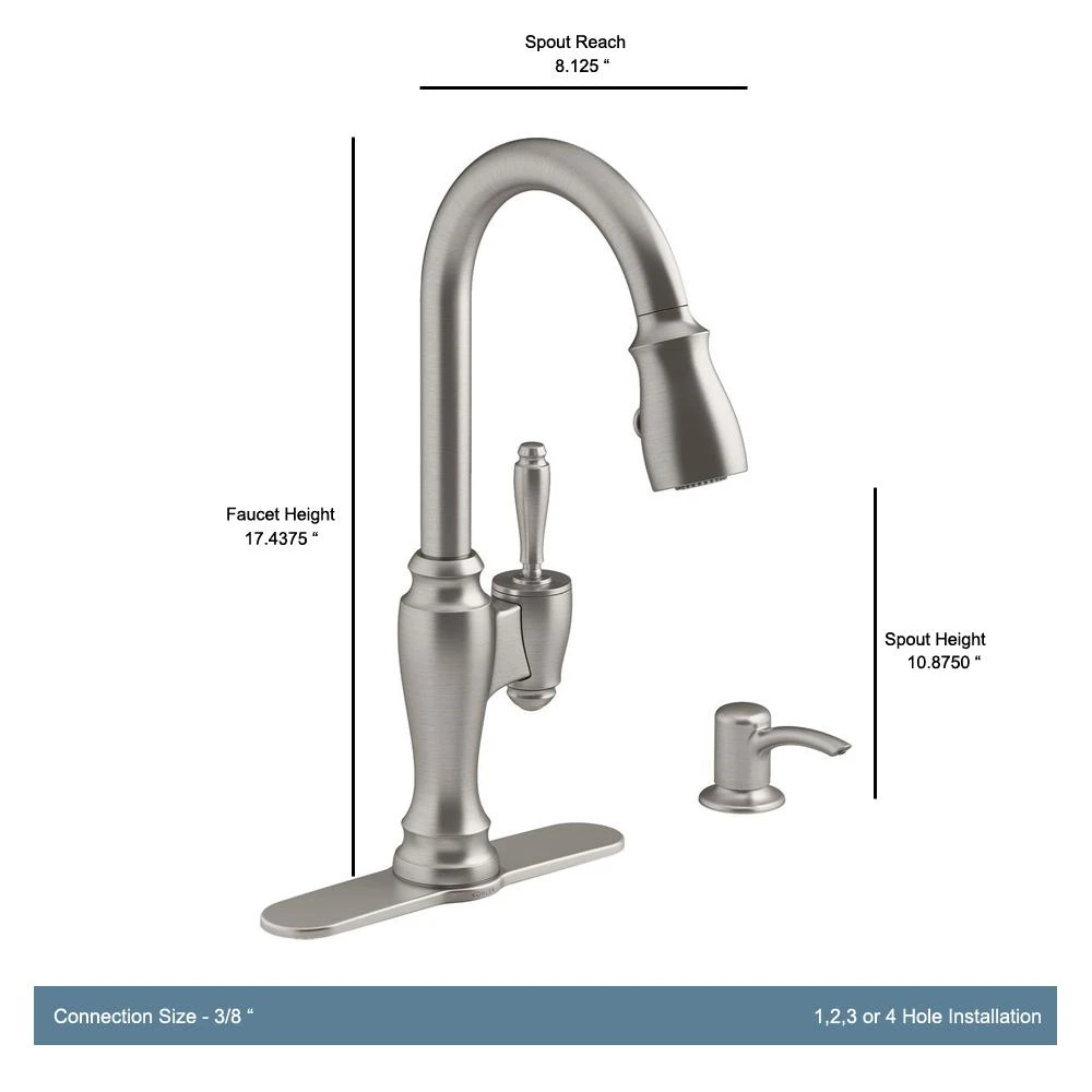 Arsdale Single-Handle Pull-Down Sprayer Kitchen Faucet With Soap/Lotion Dispenser In Vibrant Stainless 4 Arsdale Single-Handle Pull-Down Sprayer Kitchen Faucet With Soap/Lotion Dispenser In Vibrant Stainless - Image 2