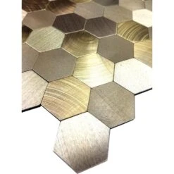 Enchanted Metals Gold Hexagon Mosaic 12 In. X 12 In. Brushed Peel & Stick Wall Tile (0.9 Sq. Ft.) -Pro House Shop 28581787cf6495b7e88d3afd301cabc3 1800x1800
