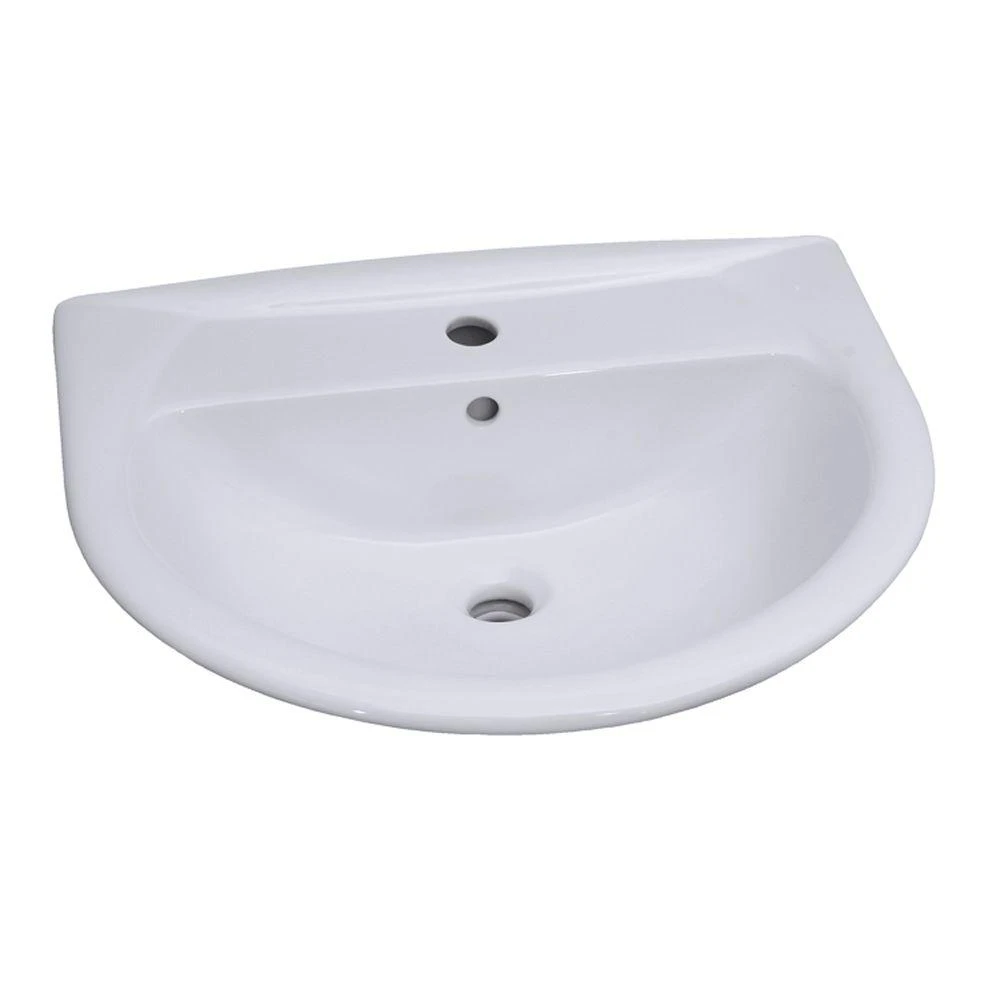 Barclay Products Karla 24 In. Pedestal Combo Bathroom Sink With 1 Faucet Hole In White 6 Barclay Products Karla 24 In. Pedestal Combo Bathroom Sink With 1 Faucet Hole In White - Image 4