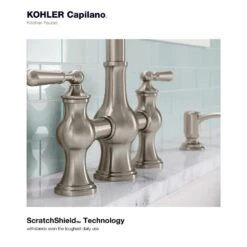Capilano 2-Handle Bridge Farmhouse Pull-Down Kitchen Faucet With Soap Dispenser And Sweep Spray In Vibrant Stainless -Pro House Shop 2e0249644d0d2d4393d2589fbb42c944 1800x1800