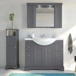 MagickWoods Windsor 13"W X 10"D X 47"H Graphite Gray Linen Cabinet -Pro House Shop 30325 scene1rev mw 1800x1800