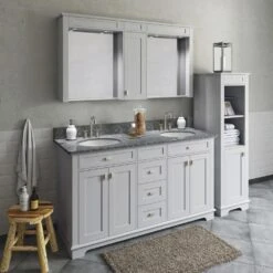 MagickWoods Windermere 17"W X 18"D X 60"H Cloud Gray Linen Cabinet -Pro House Shop 30343 scene2rev1 mw 1800x1800