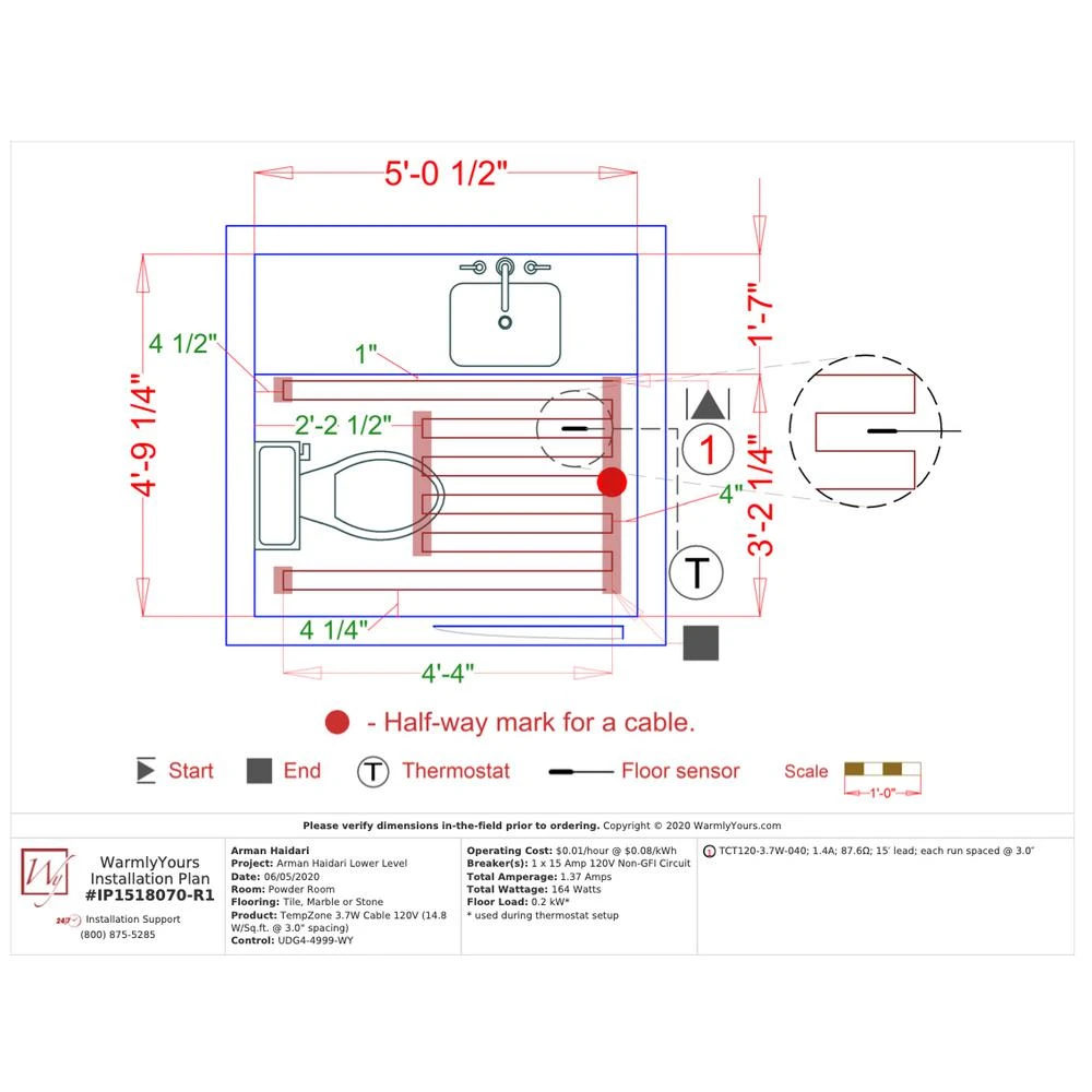 WarmlyYours 40 Ft. Cable System With Touch Screen Thermostat 7 WarmlyYours 40 Ft. Cable System With Touch Screen Thermostat - Image 5