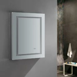 Spazio 24 In. W X 30 In. H Recessed Or Surface Mount Medicine Cabinet With LED Lighting, Mirror Defogger And Left Hinge -Pro House Shop 36832a64bf5f7dd0c0e94acc881e1848 1800x1800