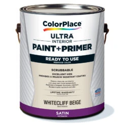 ColorPlace ULTRA Interior Paint & Primer, Whitecliff Beige, Satin, 1 Gallon