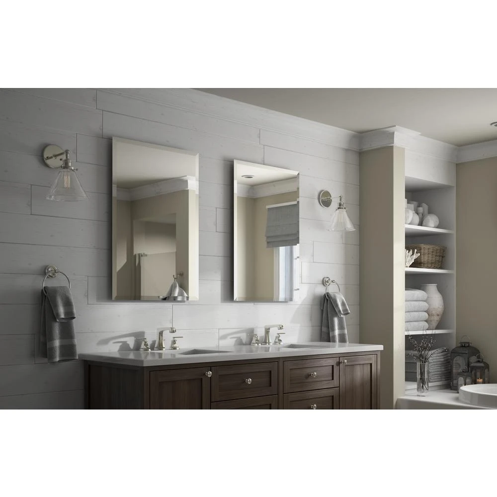 27 In. W X 41 In. H (L1) Frameless Rectangular Deluxe Glass Bathroom Vanity Mirror 5 27 In. W X 41 In. H (L1) Frameless Rectangular Deluxe Glass Bathroom Vanity Mirror - Image 3