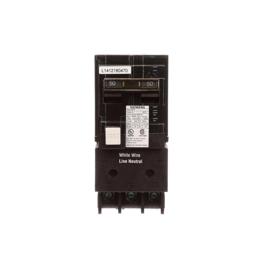 50 Amp Double Pole Type QPF GFCI Circuit Breaker 4 50 Amp Double Pole Type QPF GFCI Circuit Breaker - Image 2