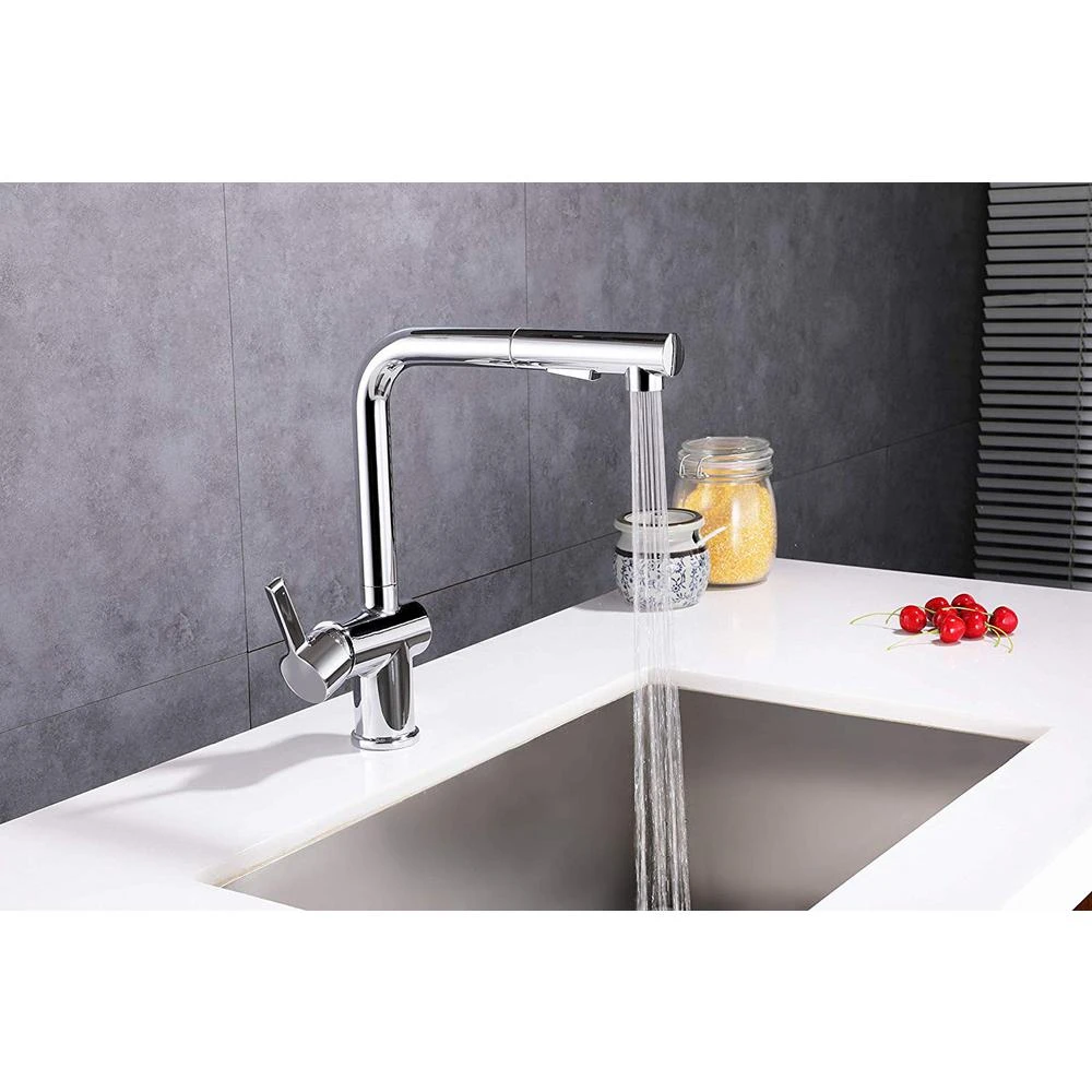 Single-Handle Pull Out Sprayer Kitchen Faucet In Brushed Nickel 7 Single-Handle Pull Out Sprayer Kitchen Faucet In Brushed Nickel - Image 5