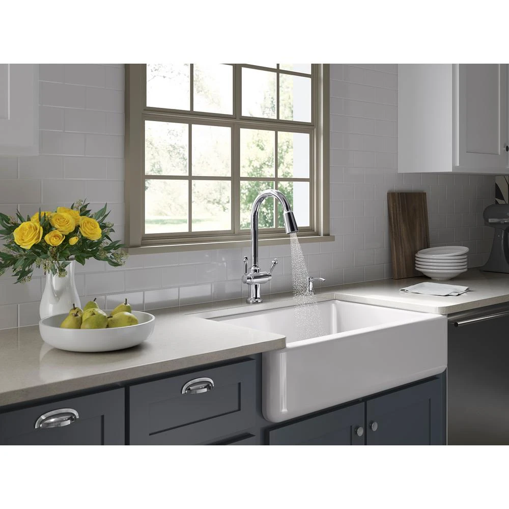 Thierry Two Handle Pull-Down Sprayer Kitchen Faucet With Soap Dispenser In Polished Chrome 8 Thierry Two Handle Pull-Down Sprayer Kitchen Faucet With Soap Dispenser In Polished Chrome - Image 6