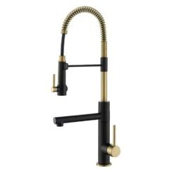 Single-Handle Kitchen Faucet With Pre-Rinse Sprayer And Pot Filler In Spot Free Antique Champagne Bronze/Matte Black -Pro House Shop 68ae38827efdcbb499742816a80e7b82 1800x1800