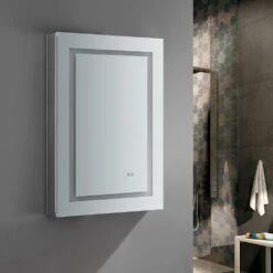 Spazio 24 In. W X 36 In. H Recessed Or Surface Mount Medicine Cabinet With LED Lighting, Mirror Defogger And Left Hinge -Pro House Shop 716dfc082047932904a67eb7e7841032 1800x1800