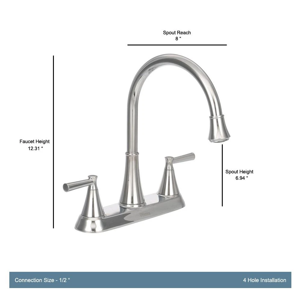 Cantara High-Arc 2-Handle Standard Kitchen Faucet With Side Sprayer In Polished Chrome 5 Cantara High-Arc 2-Handle Standard Kitchen Faucet With Side Sprayer In Polished Chrome - Image 3
