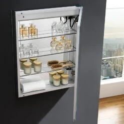 Spazio 24 In. W X 30 In. H Recessed Or Surface Mount Medicine Cabinet With LED Lighting, Mirror Defogger And Right Hinge 27 Spazio 24 In. W X 30 In. H Recessed Or Surface Mount Medicine Cabinet With LED Lighting, Mirror Defogger And Right Hinge -Pro House Shop 78162fb68ae8a704bdbe20c1751454d6 1800x1800