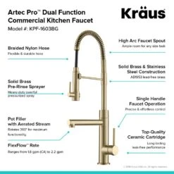 Artec Pro Single-Handle Pull-Down Sprayer Kitchen Faucet And Pot Filler In Brushed Gold 25 Artec Pro Single-Handle Pull-Down Sprayer Kitchen Faucet And Pot Filler In Brushed Gold -Pro House Shop 856e5ab72a368e72444014a3ee2e1bda 1800x1800