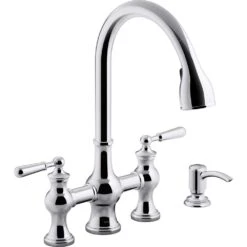 Capilano 2-Handle Bridge Farmhouse Pull-Down Kitchen Faucet With Soap Dispenser And Sweep Spray In Vibrant Stainless -Pro House Shop 866fcdabb1a499d30ca1784af4070bc9 1800x1800