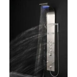63 In. 8-Jet Shower Panel System In Stainless Steel With Rainfall Waterfall LED Shower Head And Hand Shower Wand -Pro House Shop 86ad6c389829dccb26e27df810fd991b 1800x1800