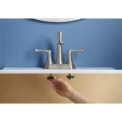 KOHLER Lilyfield Brushed Nickel 2-Handle 4-in Centerset WaterSense Bathroom Sink Faucet With Drain -Pro House Shop 885612574589 08289406 1800x1800