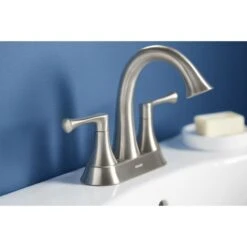 KOHLER Lilyfield Brushed Nickel 2-Handle 4-in Centerset WaterSense Bathroom Sink Faucet With Drain -Pro House Shop 885612574589 16342312 1800x1800