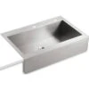 KOHLER Vault 35.75-in X 24.3125-in Single Bowl Tall (8-in Or Larger) Drop-In Apron Front/Farmhouse 2-Hole Commercial/Residential Kitchen Sink -Pro House Shop 885612697295 1800x1800