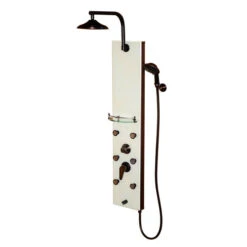 PULSE White Venetian Glass With Oil-Rubbed Bronze Fixtures 6-Spray Shower Panel System (Valve Included)