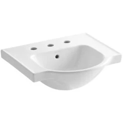 KOHLER Veer 21 In. Vitreous China Pedestal Sink Basin In White With Overflow Drain