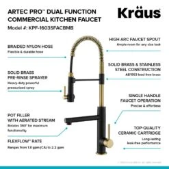 Single-Handle Kitchen Faucet With Pre-Rinse Sprayer And Pot Filler In Spot Free Antique Champagne Bronze/Matte Black -Pro House Shop 97093e74ad256617ffb60cc1a05181a2 1800x1800