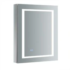 Spazio 24 In. W X 30 In. H Recessed Or Surface Mount Medicine Cabinet With LED Lighting, Mirror Defogger And Right Hinge