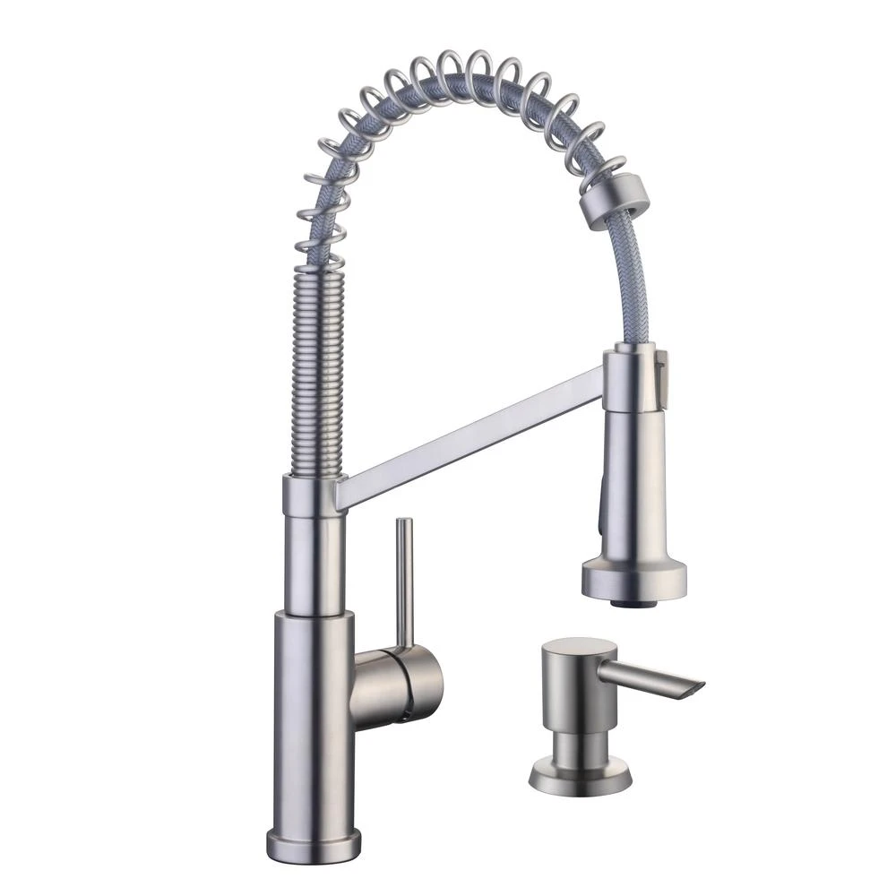 Gage Single-Handle Spring Neck Pull-Down Kitchen Faucet With TurboSpray, FastMount, Soap Dispenser In Stainless Steel 4 Gage Single-Handle Spring Neck Pull-Down Kitchen Faucet With TurboSpray, FastMount, Soap Dispenser In Stainless Steel - Image 2