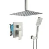 3-Spray With 2.5 GPM 12 In. 2 Functions Tub Ceiling Mount Dual Shower Heads In Spot In Brushed Nickle (Valve Included)