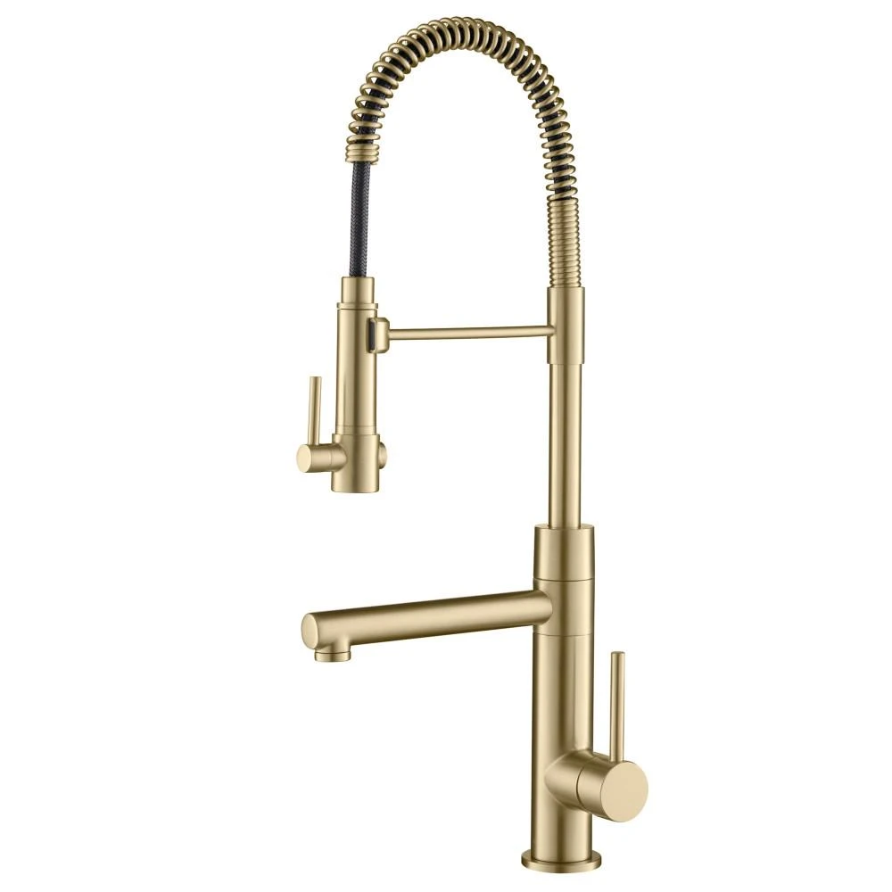 Artec Pro Single-Handle Pull-Down Sprayer Kitchen Faucet And Pot Filler In Brushed Gold 3 Artec Pro Single-Handle Pull-Down Sprayer Kitchen Faucet And Pot Filler In Brushed Gold