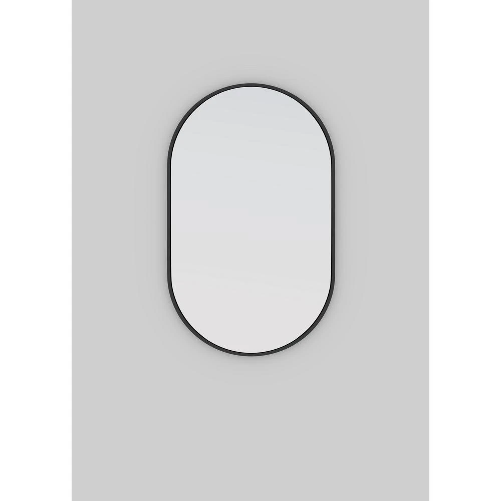 36 In. X 22 In. Pill Shape Black Stainless Steel Framed Mirror 3 36 In. X 22 In. Pill Shape Black Stainless Steel Framed Mirror