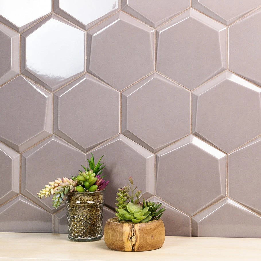 Magen Leveled-Hex Gray Polished Ceramic Hexagon Tile 4 Magen Leveled-Hex Gray Polished Ceramic Hexagon Tile - Image 2