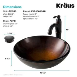 KRAUS Illusion Glass Vessel Sink In Brown With Riviera Faucet In Oil Rubbed Bronze -Pro House Shop ae0e76626ab929f56cbe679ec25381aa 1800x1800